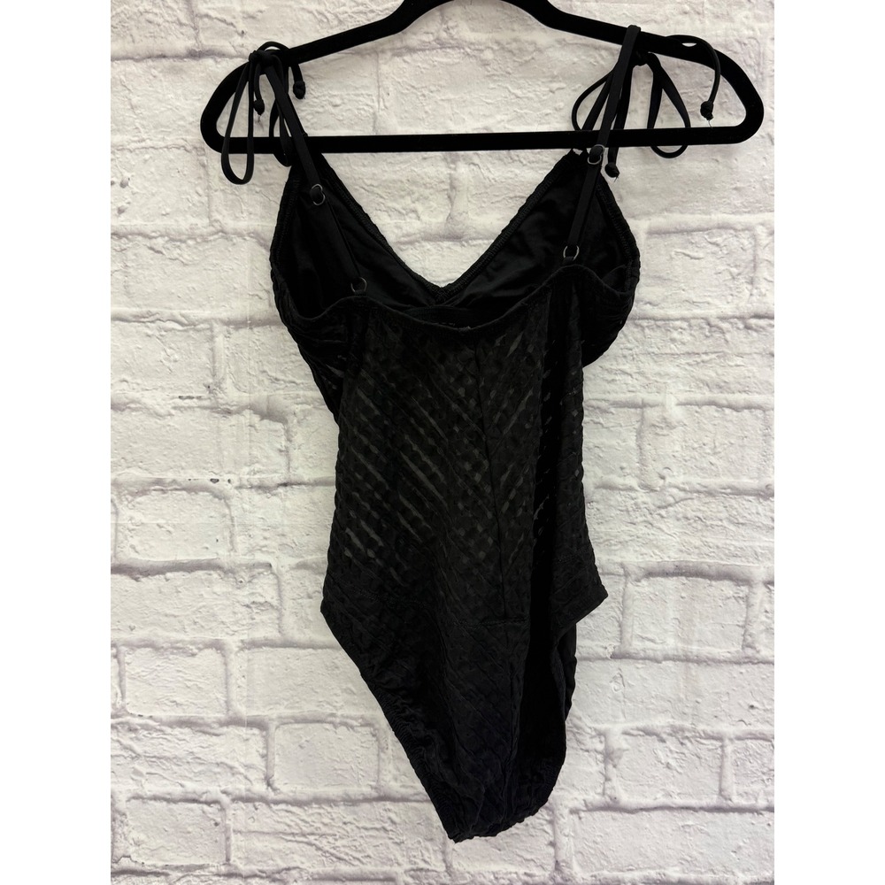 Robin Piccone One Piece Carly Ties Swimsuit Black Sheer‎ Bathi g Suit Swim Beach